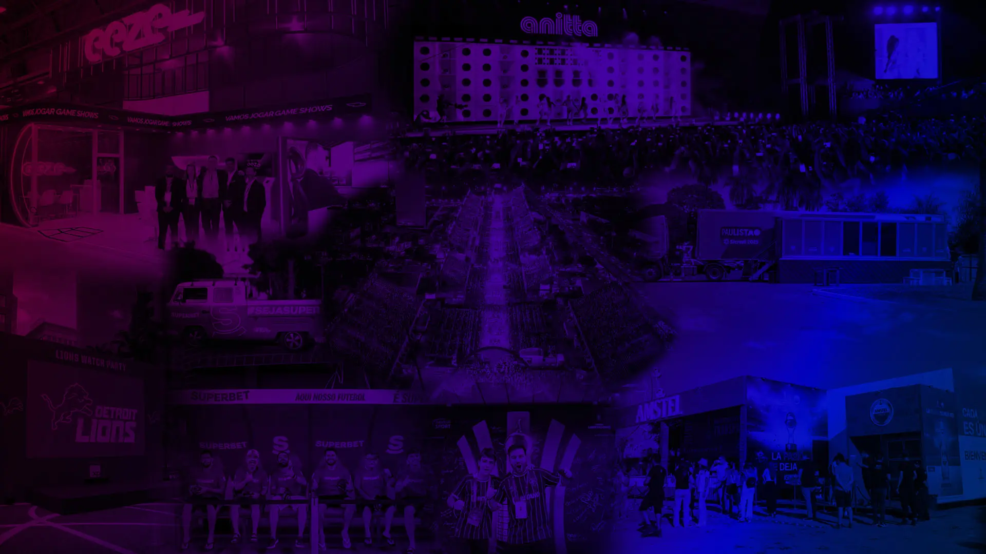 Mosaico de eventos produzidos pela Vibez